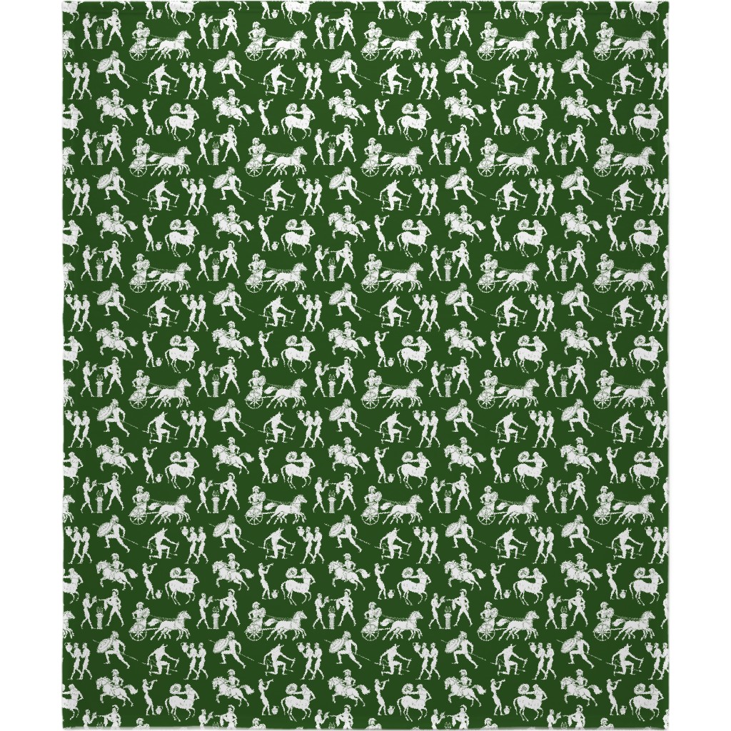 Greek Figures Blanket, Fleece, 50x60, Green