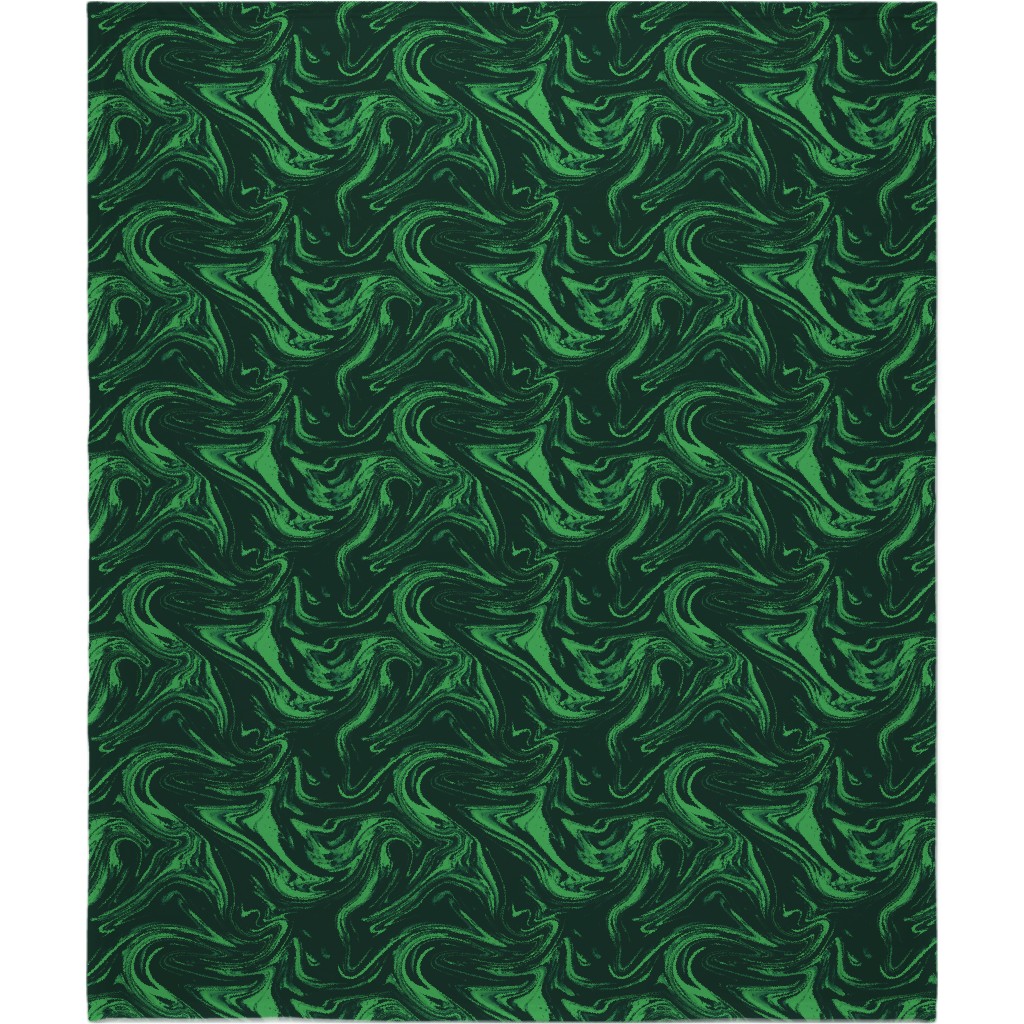 Marbled Paper - Deep Emerald Blanket, Fleece, 50x60, Green