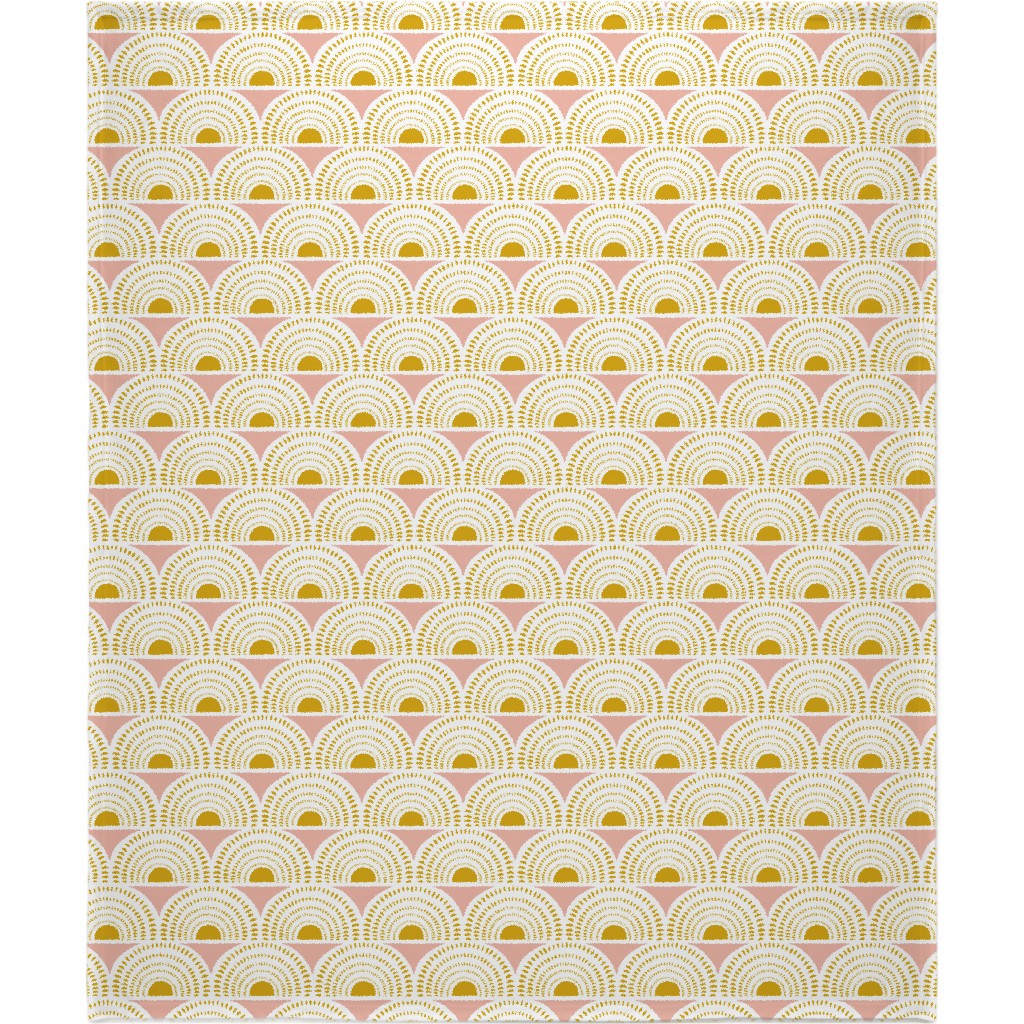Aurora Geometric - Blush and Goldenrod Blanket, Fleece, 50x60, Yellow, Classic Yellow
