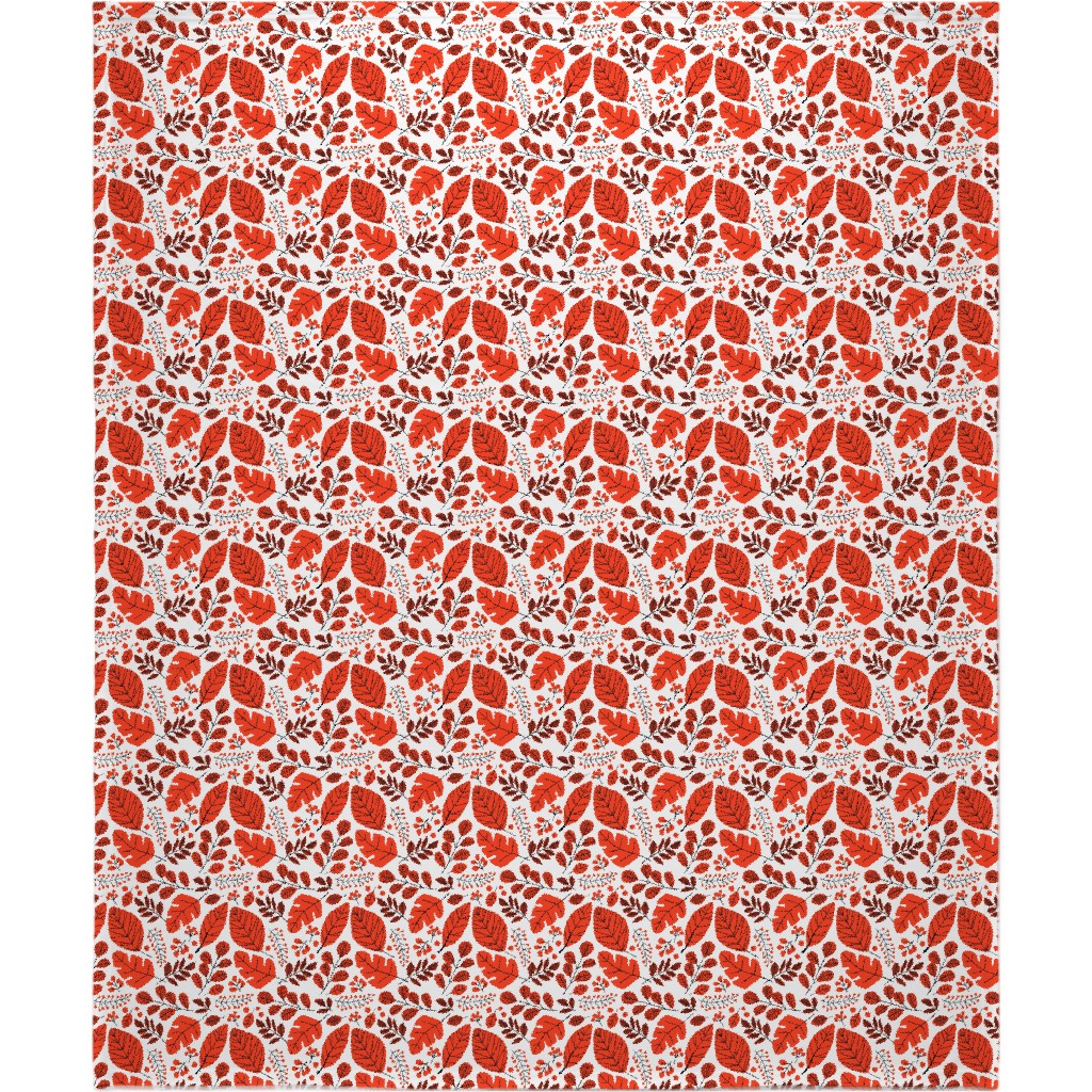Red Leaves Blanket, Fleece, 50x60, Red