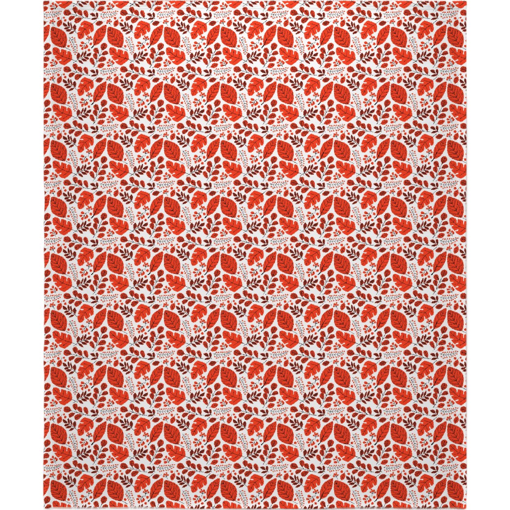 Red Leaves Blanket, Fleece, 50x60, Red, Red