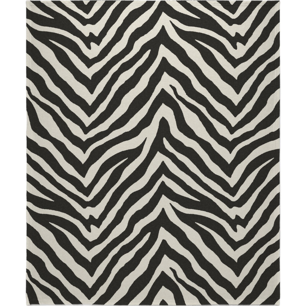 Zebra Pattern Blanket, Fleece, 50x60, Black