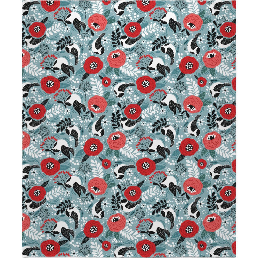 Winter Birds & Berries Blanket, Fleece, 50x60, Multicolor