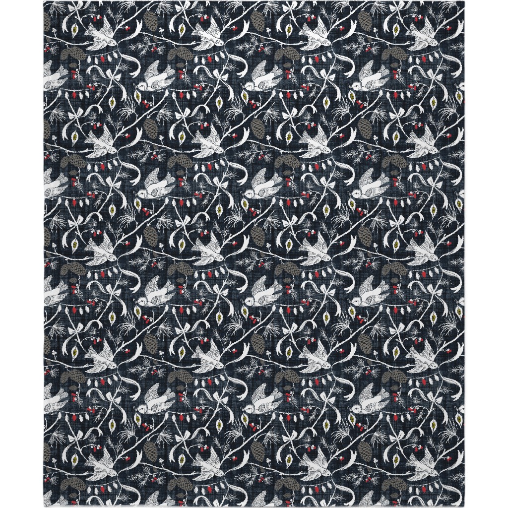 Merry Forest Blanket, Fleece, 50x60, Black
