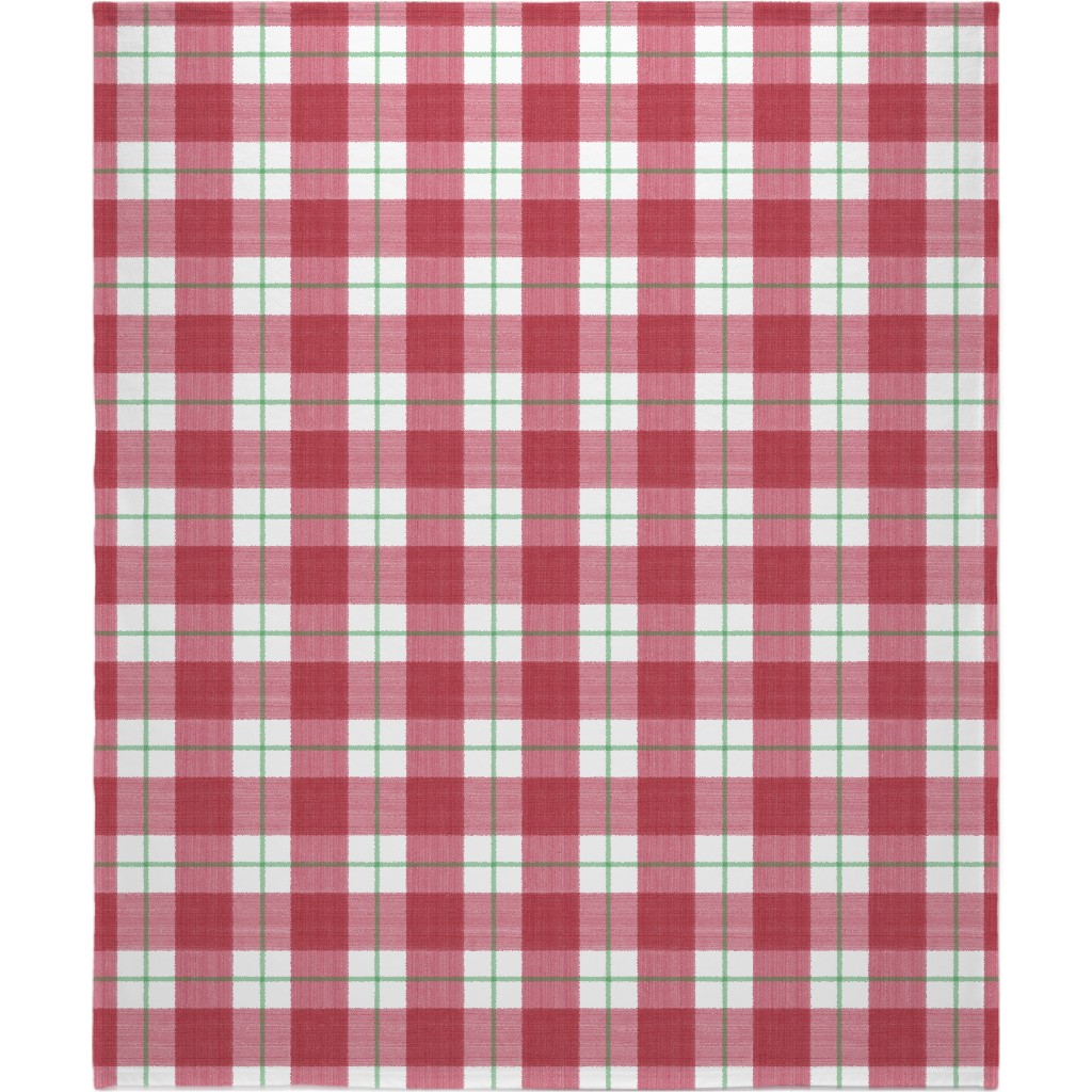 Double Plaid Blanket, Fleece, 50x60, Red