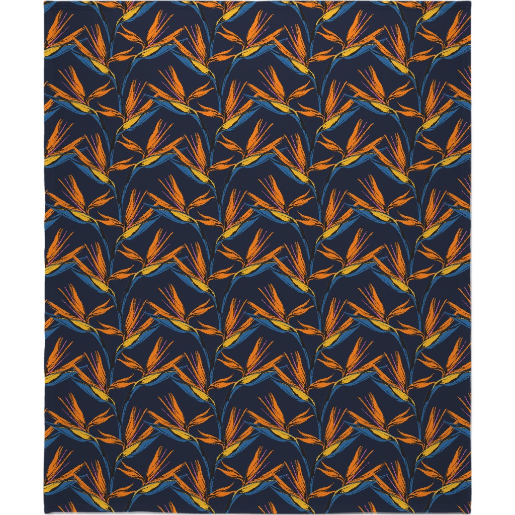 Bird of Paradise Blanket, Fleece, 50x60, Blue, Silhouette