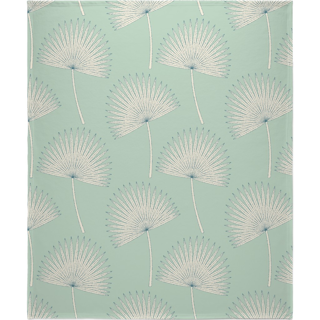 Boho Sunshine Palm Leaves Blanket, Fleece, 50x60, Green, Aloe