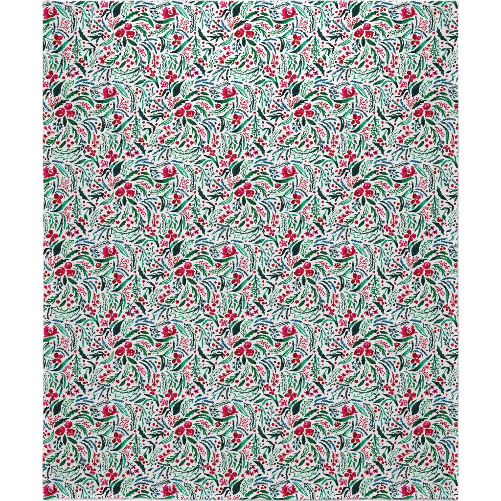 Noel Collection - Loose Floral Blanket, Fleece, 50x60, Multicolor