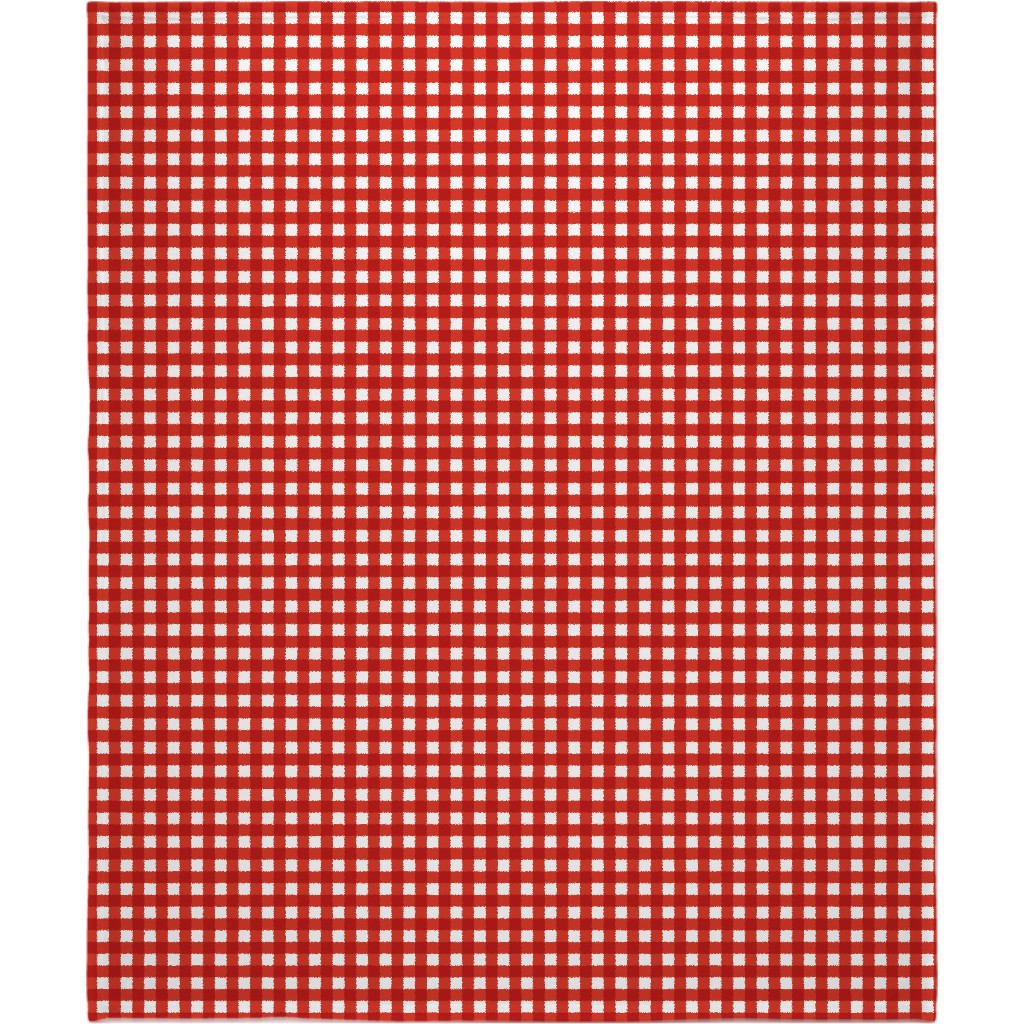 Gingham Plaid Check Blanket, Fleece, 50x60, Red, Red