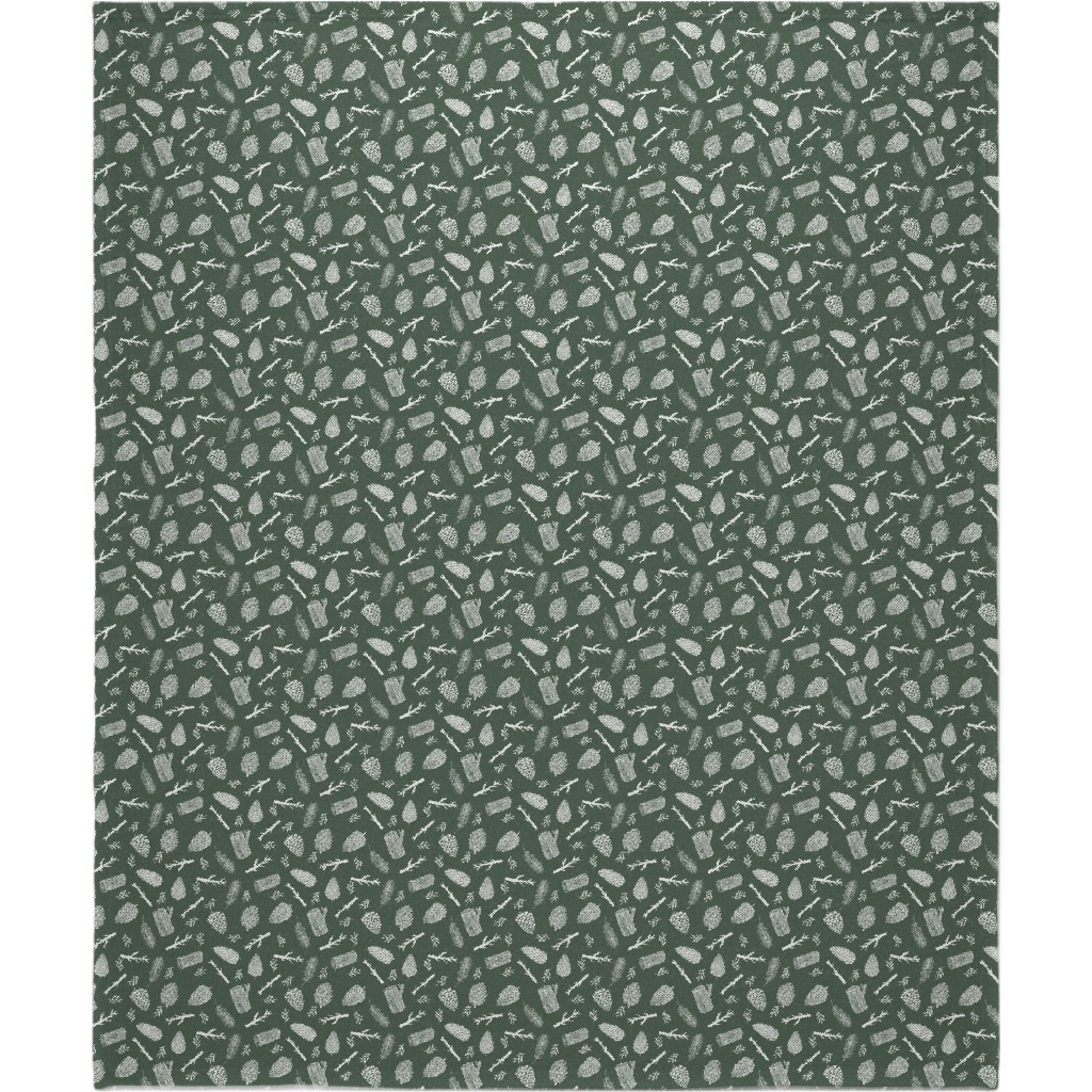Pinecones - Hunter Green Blanket, Fleece, 50x60, Green, Classic Green
