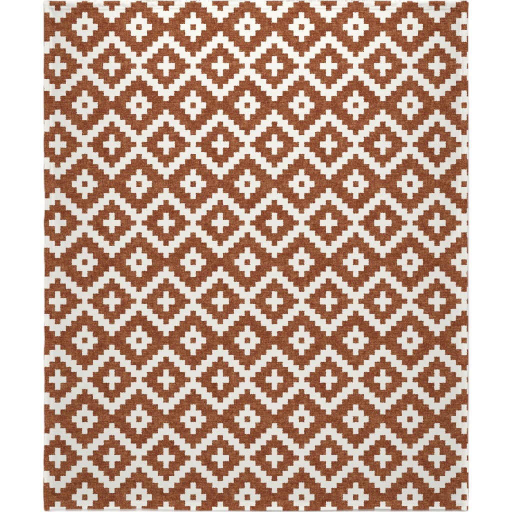 Geometric Woven Aztec - Ginger Blanket, Fleece, 50x60, Brown, Brown