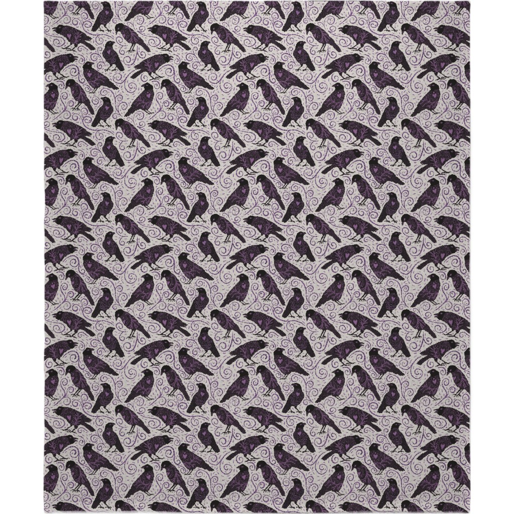 Raven - Ivory Blanket, Fleece, 50x60, Purple