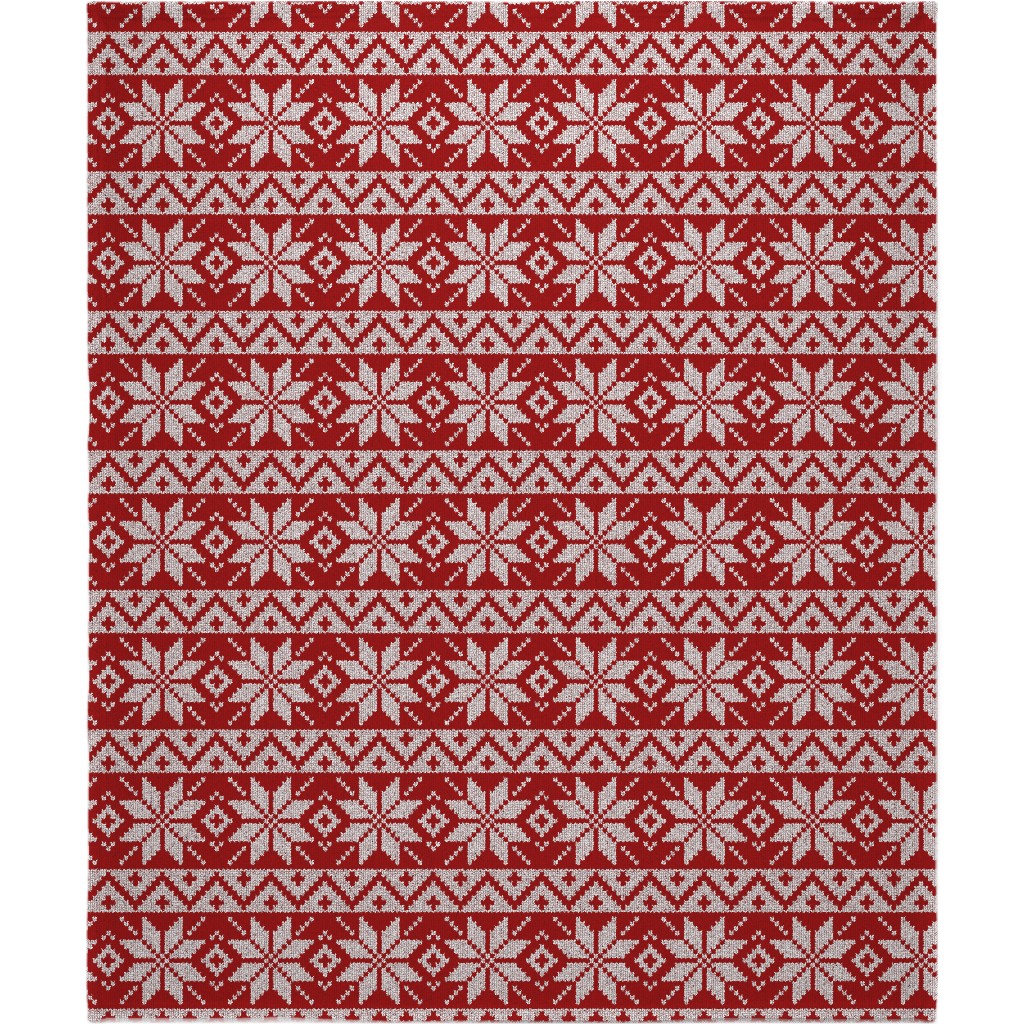Christmas Knit - Red Blanket, Fleece, 50x60, Red, Red