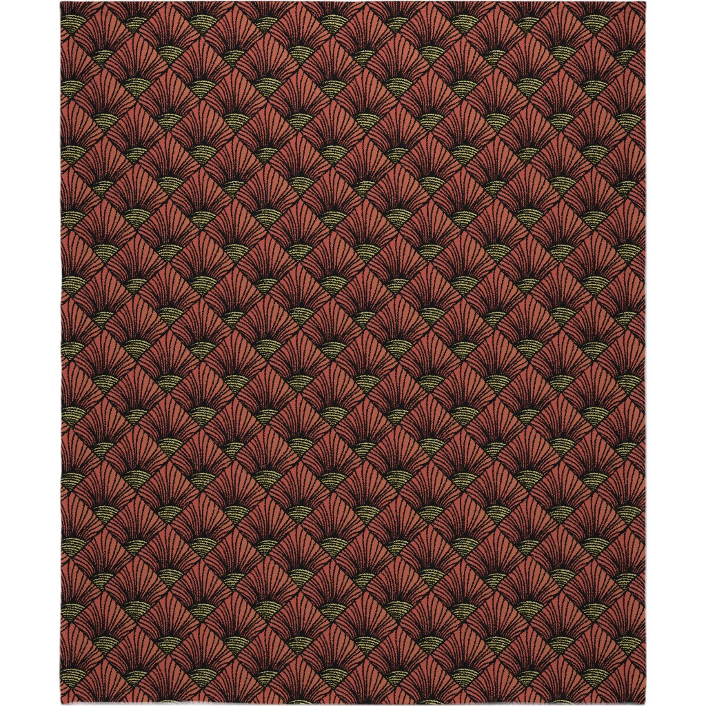 Art Deco Sunrise Blanket, Fleece, 50x60, Red, Red