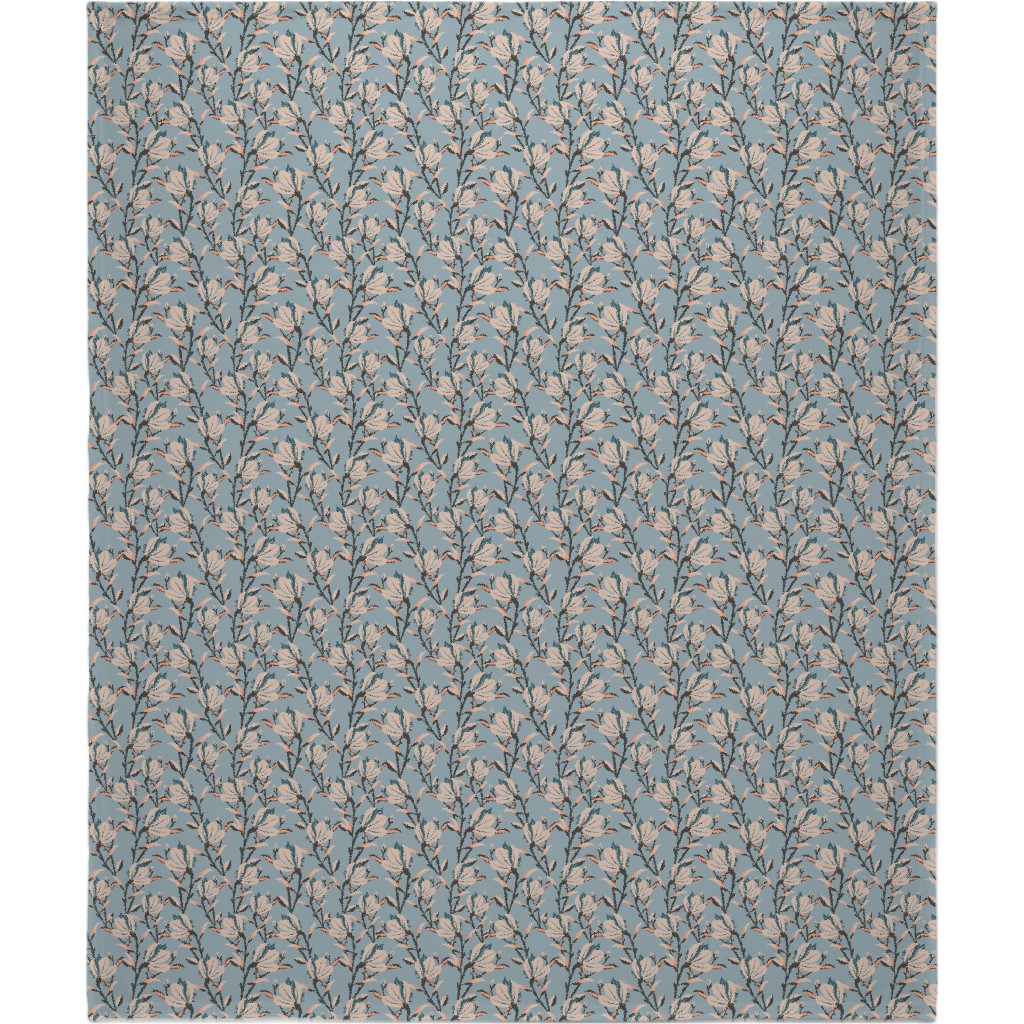 Magnolia -Dusty Blue Blanket, Fleece, 50x60, Blue