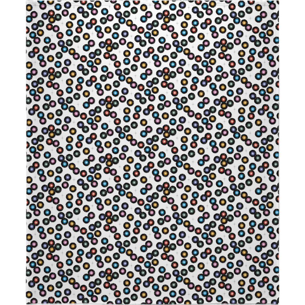 Pop Star Vintage Vinyl Records Blanket, Fleece, 50x60, White