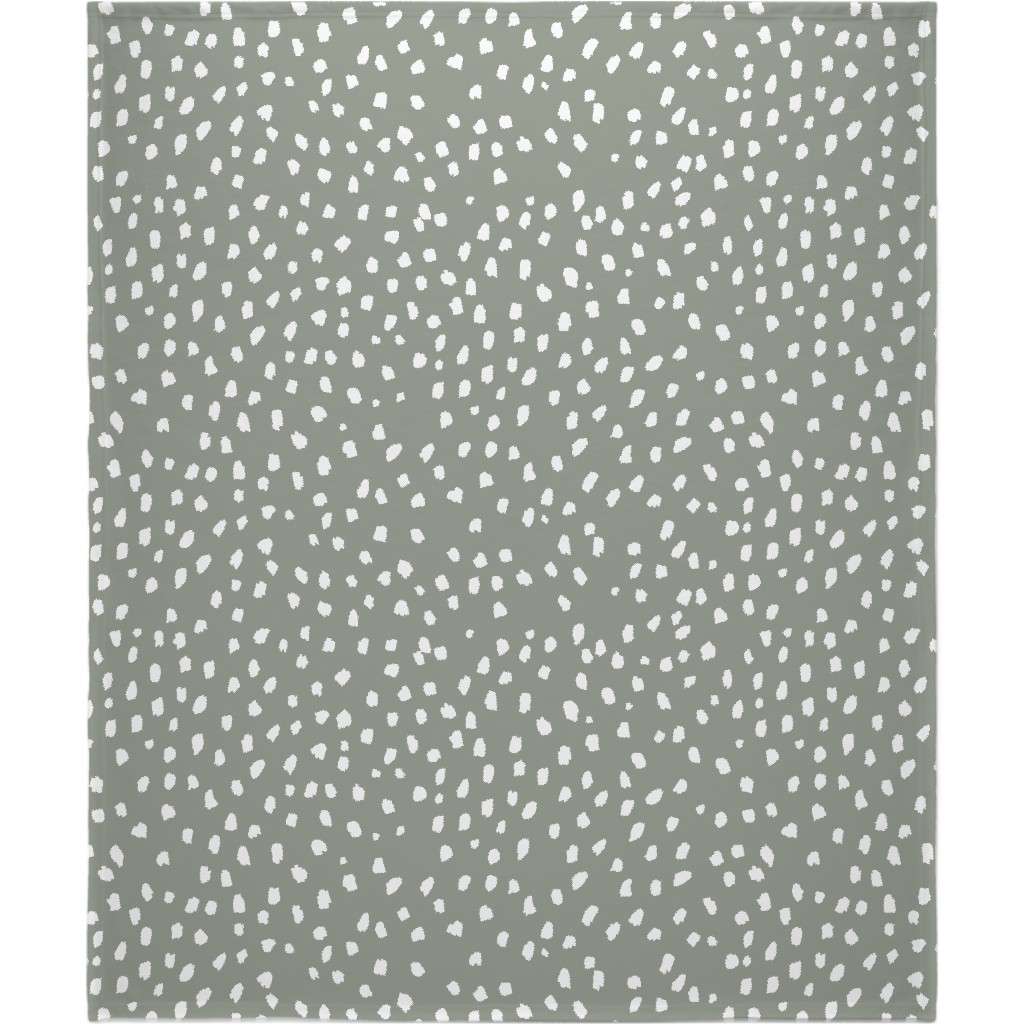 Painterly White Marks Blanket, Fleece, 50x60, Green