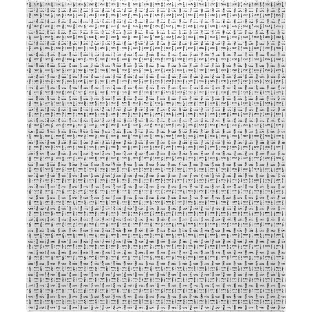 Mudcloth Basket Weave - Black on White Blanket, Fleece, 50x60, White, White