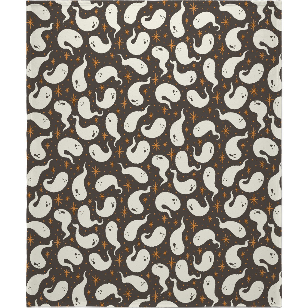 Friendly Ghosts - Black Blanket, Plush Fleece, 50x60, Gray, Gray