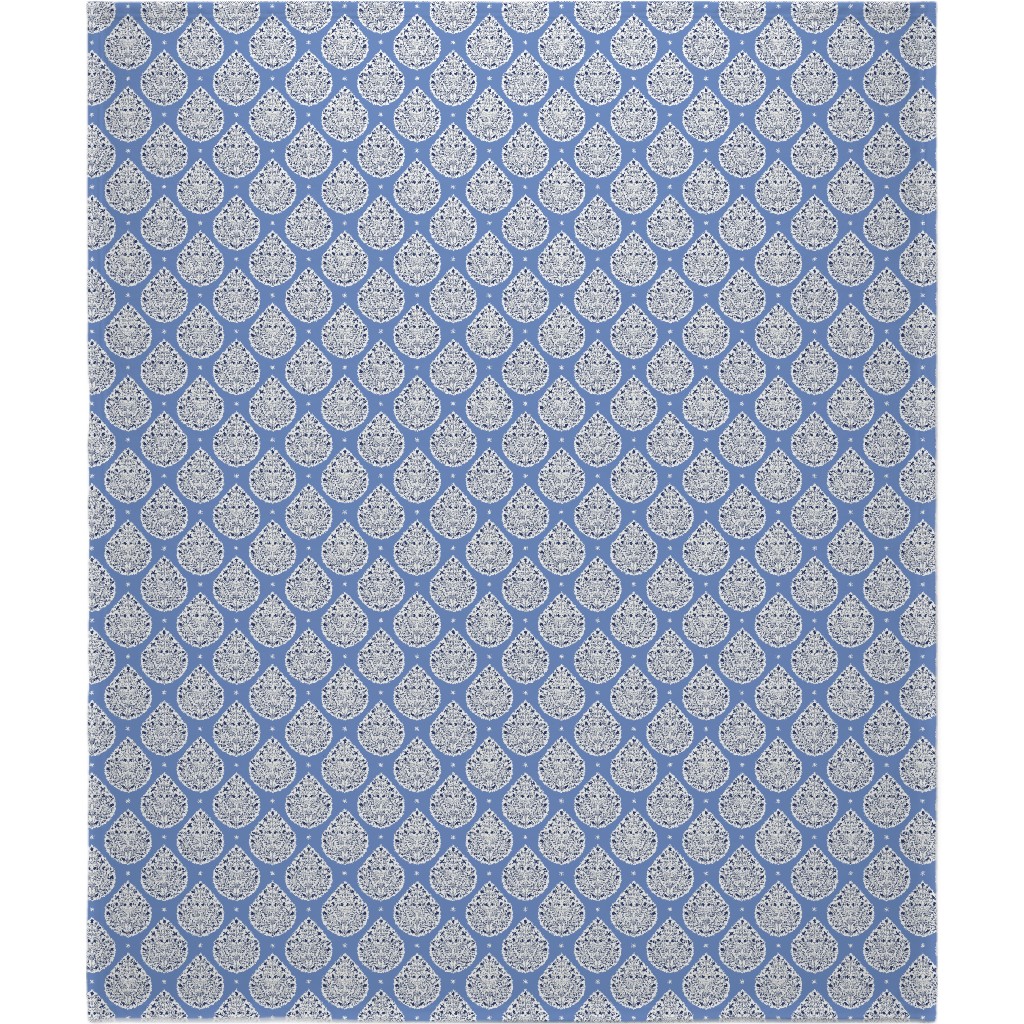 Conway Paisley - Cobalt and Navy Blanket, Plush Fleece, 50x60, Blue