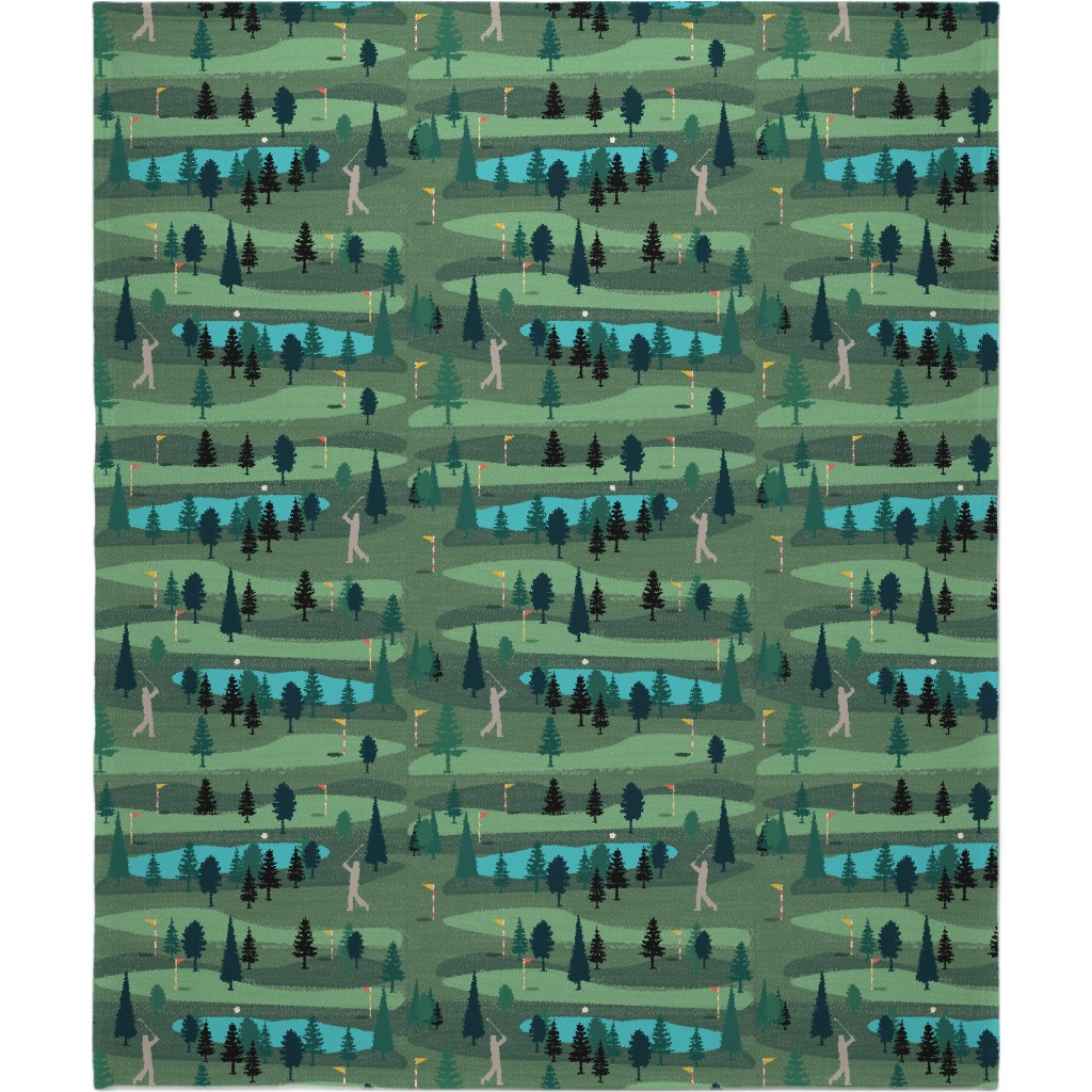 Golf Day Out - Green Blanket, Plush Fleece, 50x60, Green