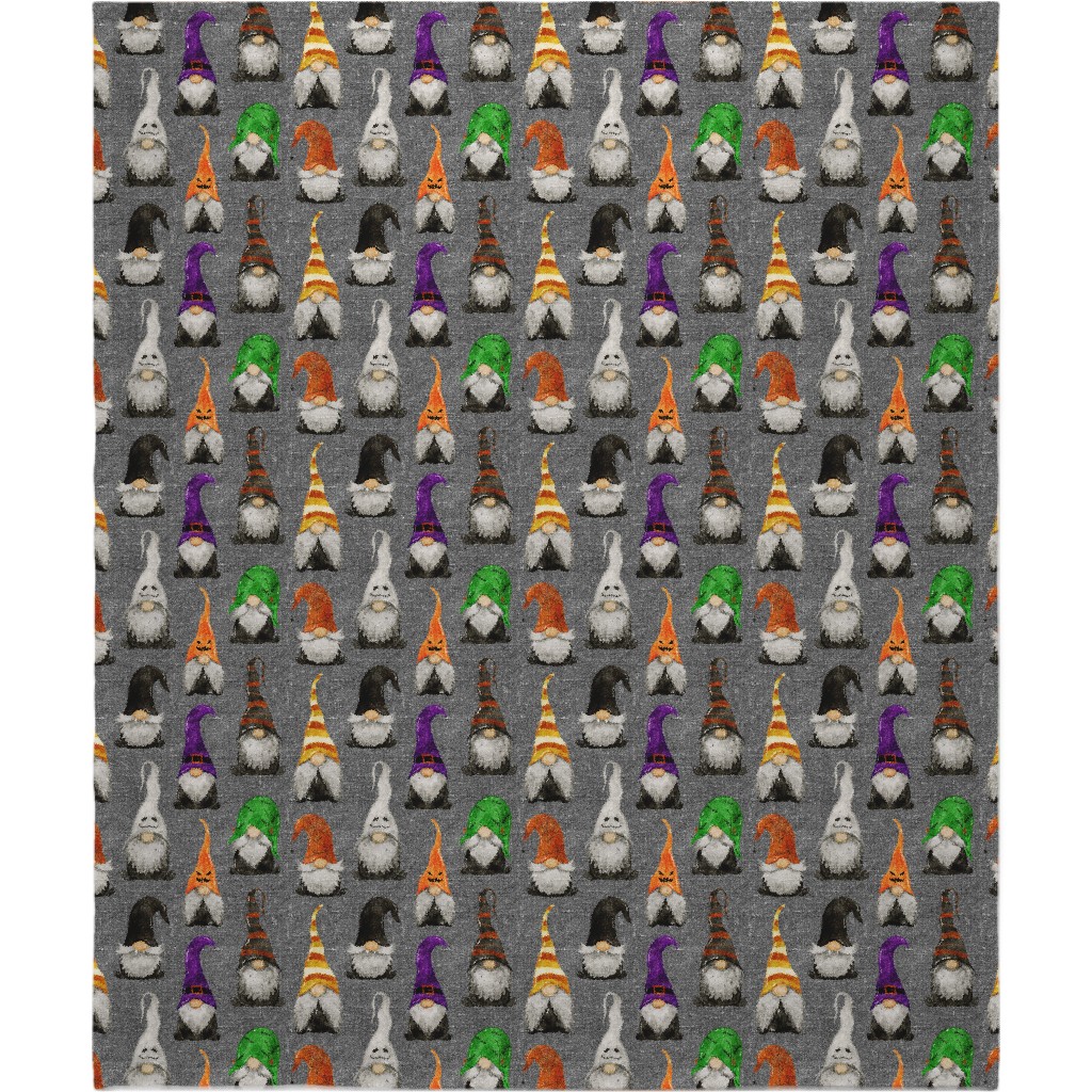 Halloween Gnomes - Grey Blanket, Plush Fleece, 50x60, Multicolor