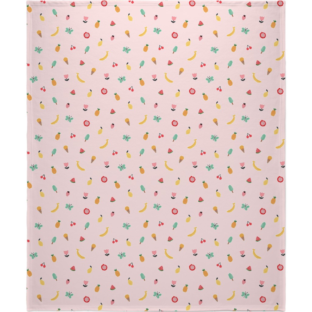 Freshy Summer - Pink Blanket, Plush Fleece, 50x60, Pink, Bright Pink