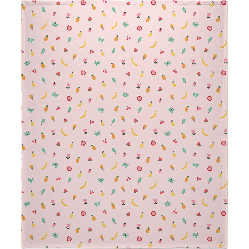 Freshy Summer - Pink Blanket, Plush Fleece, 50x60, Pink