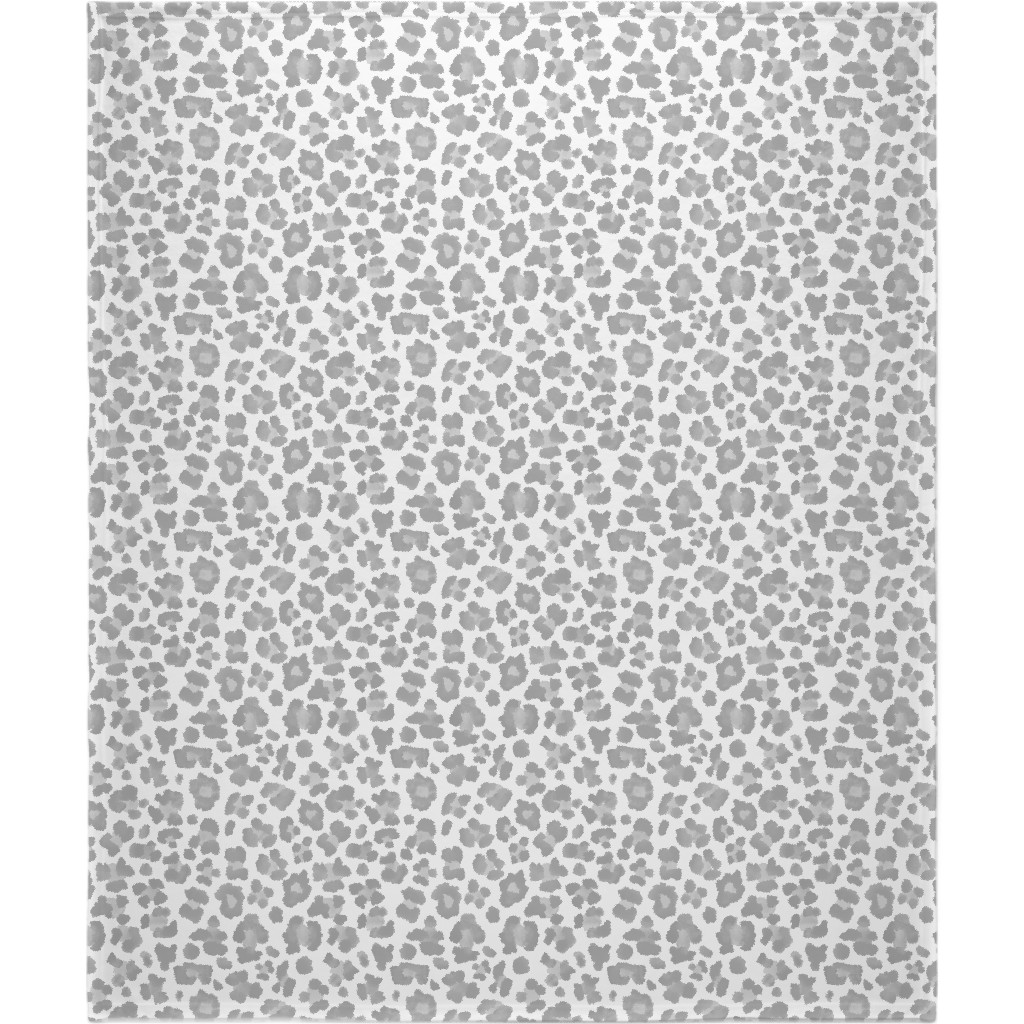 Light Grey Leopard Print Blanket, Plush Fleece, 50x60, Gray