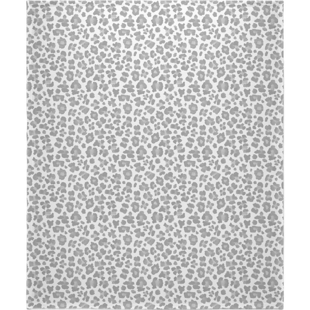 Light Grey Leopard Print Blanket, Plush Fleece, 50x60, Gray, Gray