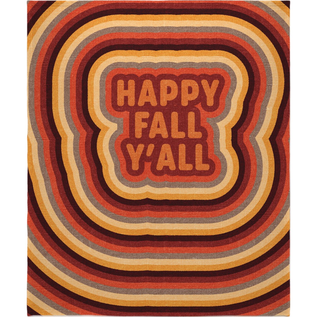 Retro Happy Fall Y'all - Multi Blanket, Plush Fleece, 50x60, Orange, Orange