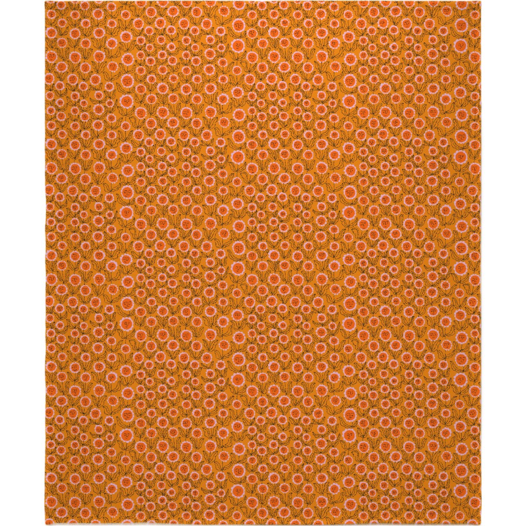 Happy Marigold Vine - Orange Blanket, Plush Fleece, 50x60, Orange