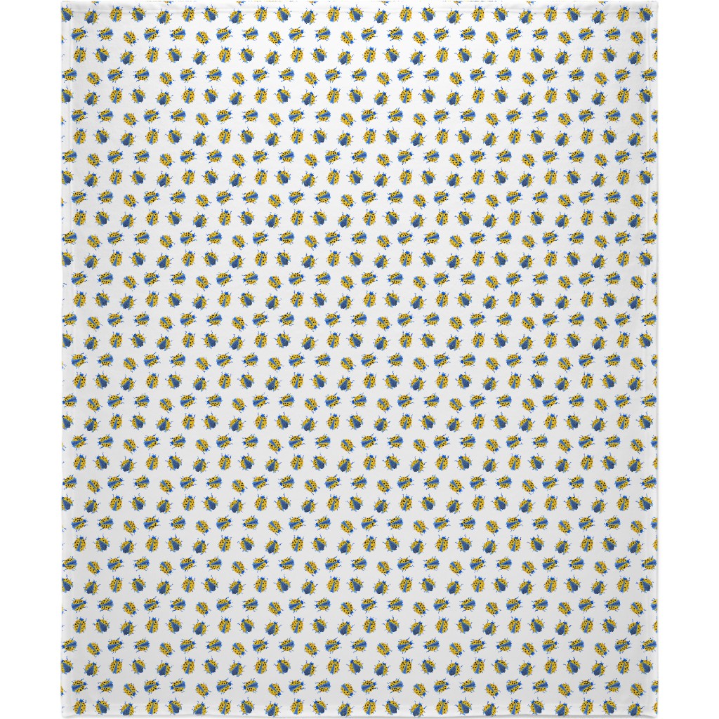 Classic Ladybugs Blanket, Plush Fleece, 50x60, Yellow, Polenta