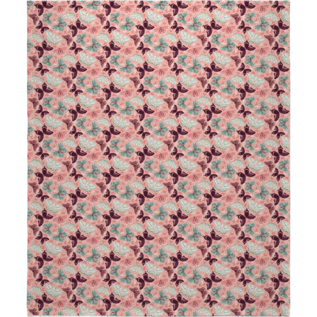 Romantic Butterflies - Pink Blanket, Plush Fleece, 50x60, Pink, Bright Pink