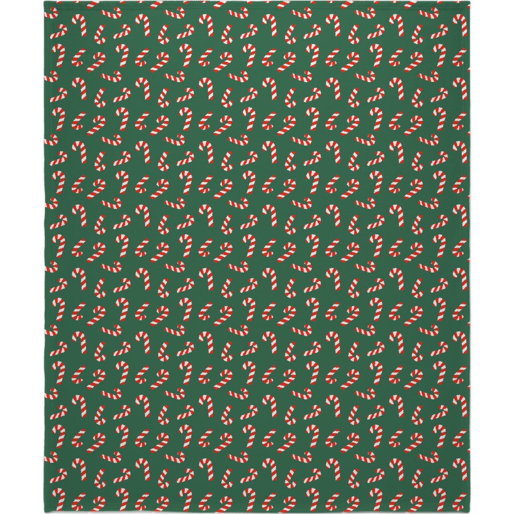 Candy Cane Pattern Blanket, Plush Fleece, 50x60, Green