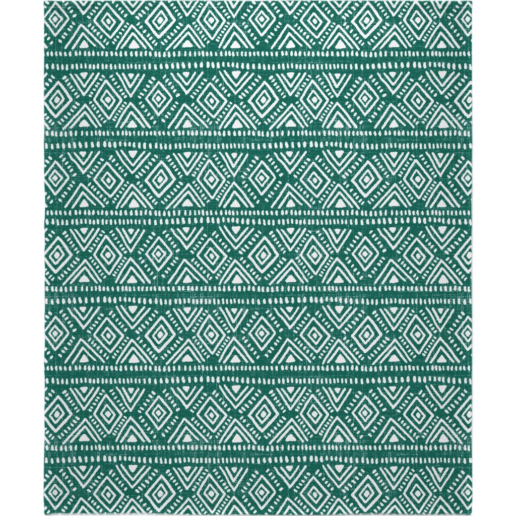 Abstract Diamond Blanket, Plush Fleece, 50x60, Green
