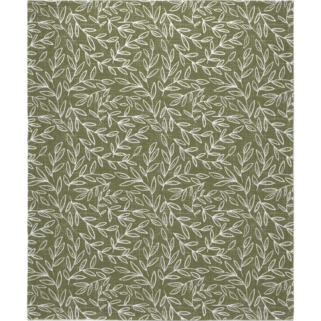 Refined Olive Leaves - Green Blanket, Plush Fleece, 50x60, Green, Classic Green