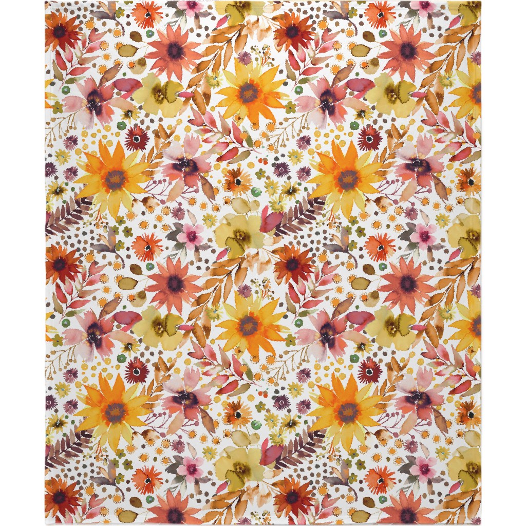 Big Sunflowers - Goldenrod Yellow Blanket, Plush Fleece, 50x60, Orange