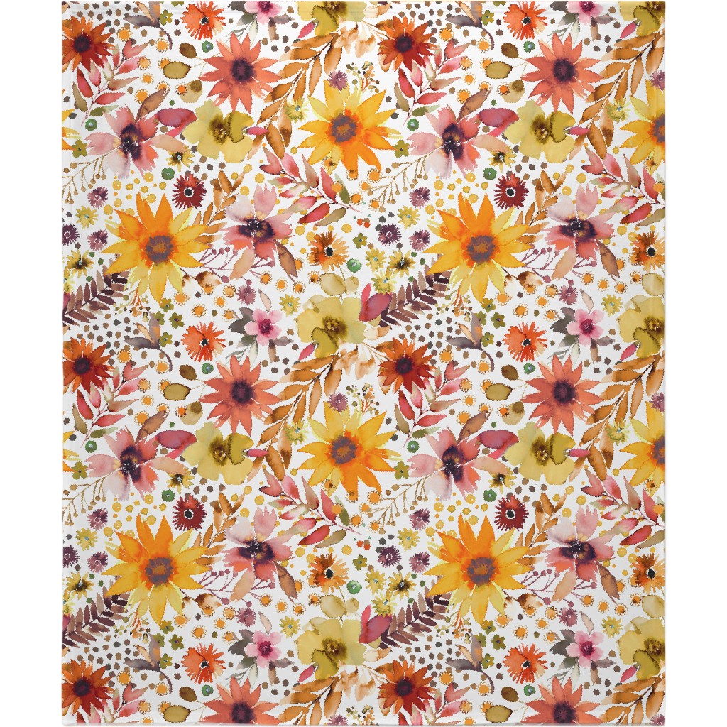 Big Sunflowers - Goldenrod Yellow Blanket, Plush Fleece, 50x60, Orange, Orange