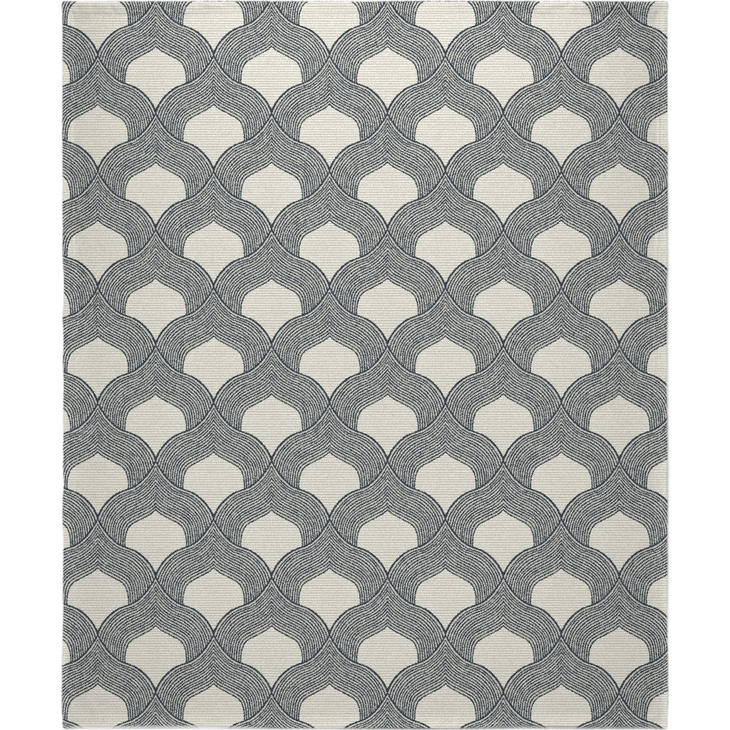 Plymouth - Navy & Beige Blanket, Plush Fleece, 50x60, Beige, Pearl