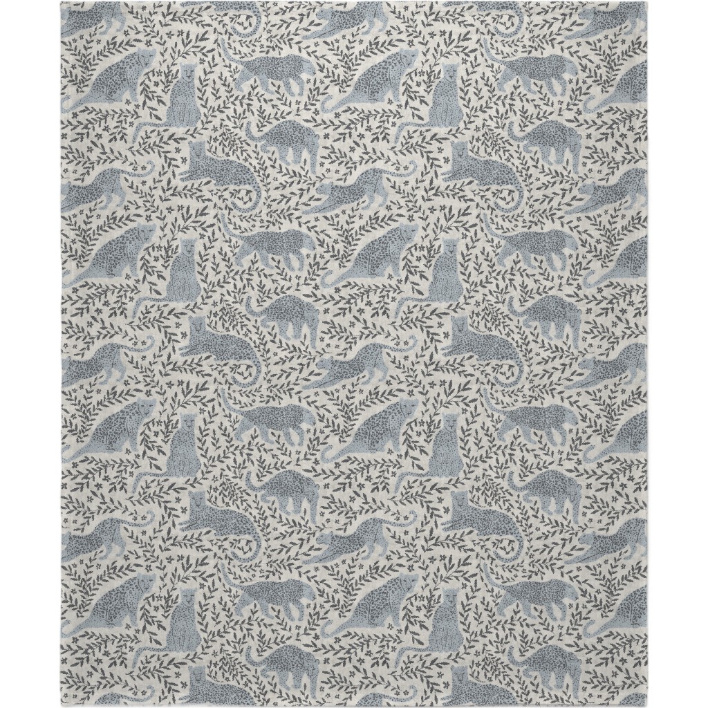 Jungle Cat Blanket, Plush Fleece, 50x60, Gray
