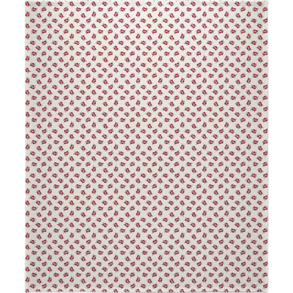 Mom Heart Tattoo - Red on Cream Blanket, Plush Fleece, 50x60, Red, Red
