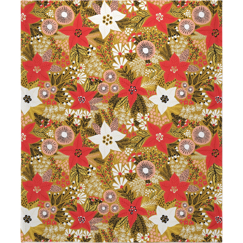 Poinsettia Christmas Flower - Multi Blanket, Plush Fleece, 50x60, Multicolor