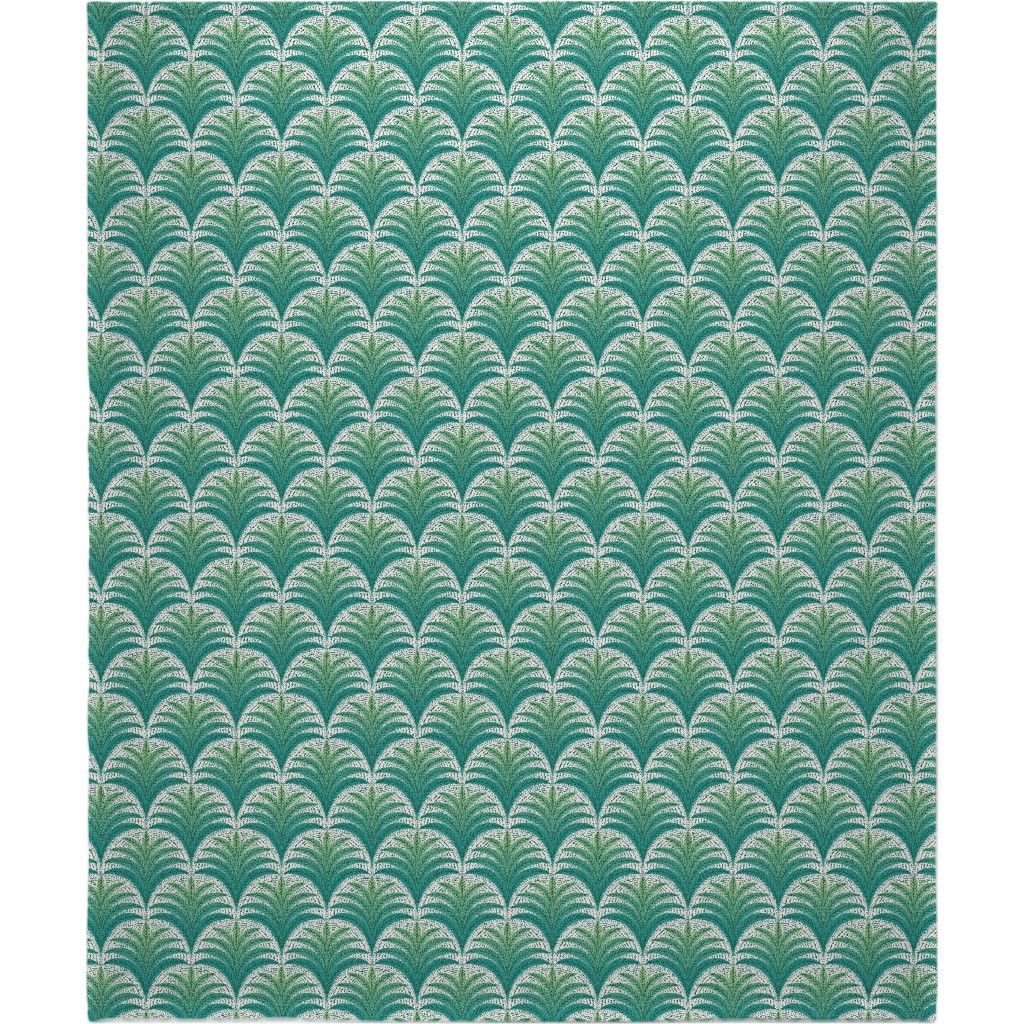 Boho Palms - Green Blanket, Plush Fleece, 50x60, Green