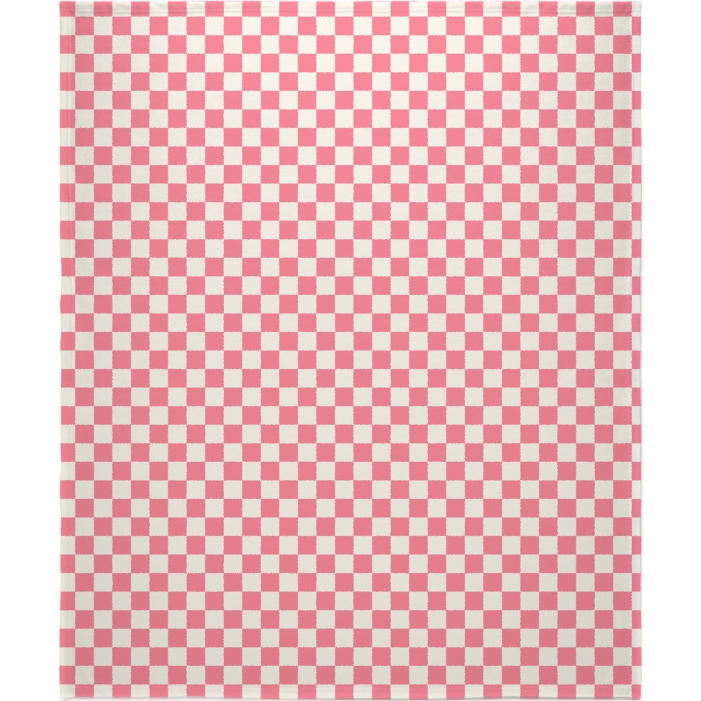 Checkered Pattern - Pink Blanket, Plush Fleece, 50x60, Pink, Bright Pink