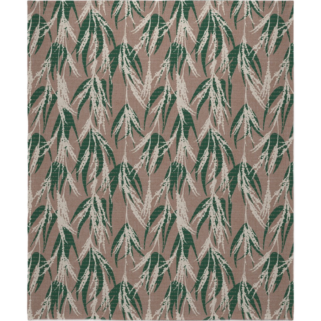 Vintage Palm Blanket, Plush Fleece, 50x60, Beige, Warm Gray