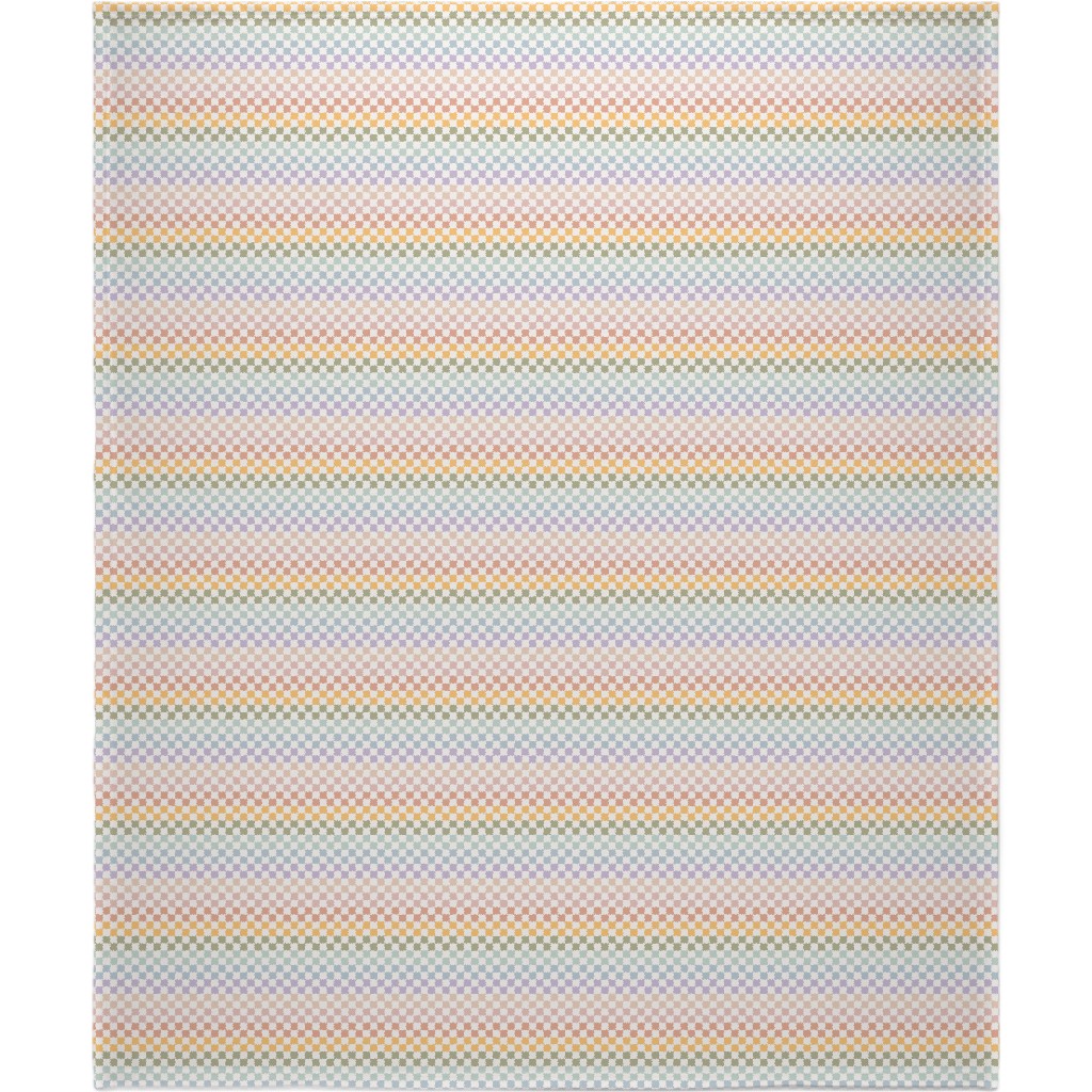 Boho Rainbow Checks Plaid - Multi Blanket, Plush Fleece, 50x60, Multicolor
