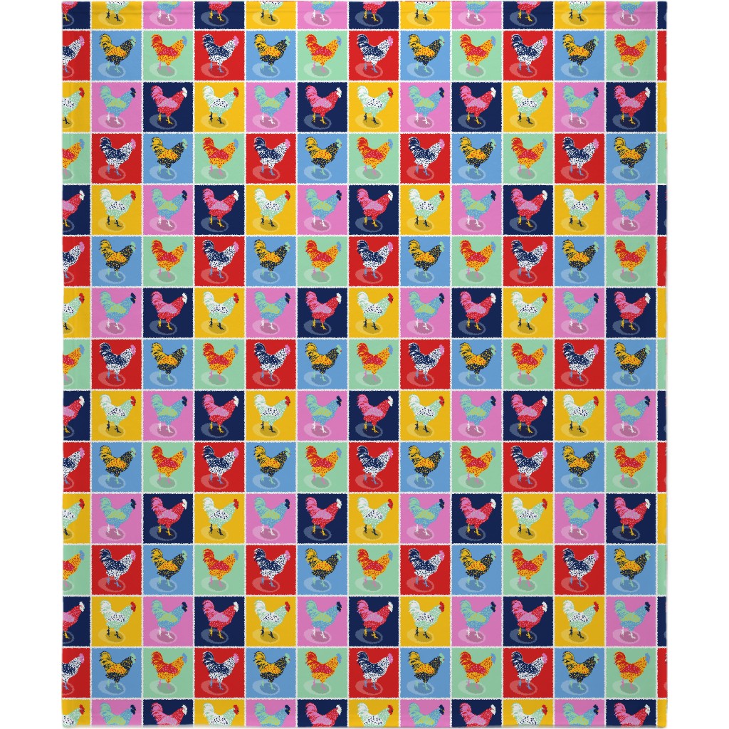 Pop Art Chickens - Multicolor Blanket, Plush Fleece, 50x60, Multicolor