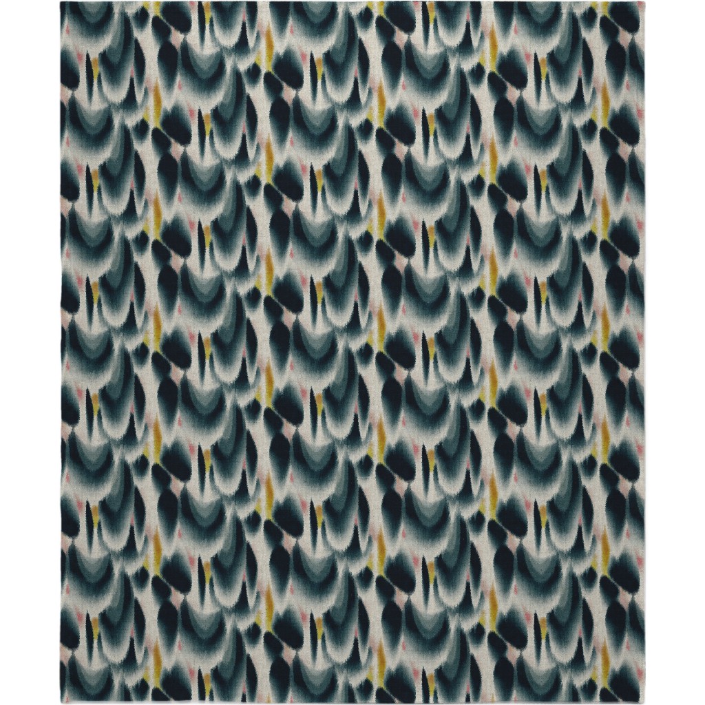 Shibori Wing Spots - Indigo Blanket, Plush Fleece, 50x60, Green