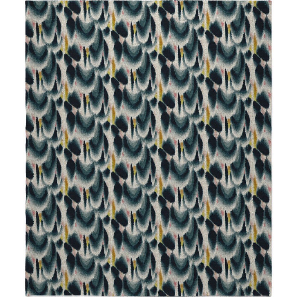 Shibori Wing Spots - Indigo Blanket, Plush Fleece, 50x60, Green, Classic Green